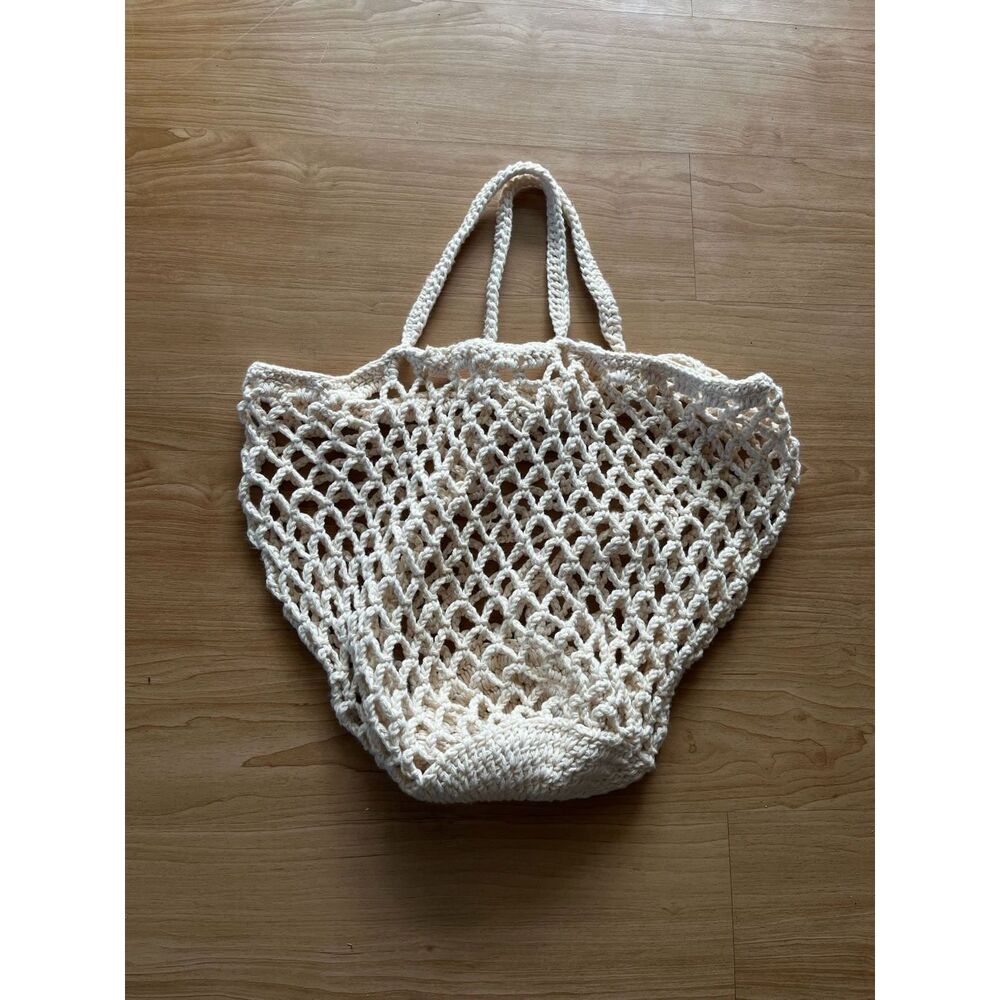 cottage core hand made grandma core crochet boho hippie tote grocery farm bag